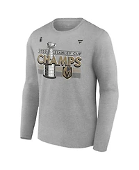 Men's Fanatics Heather Gray Vegas Golden Knights 2023 Stanley Cup Champions Locker Room Long Sleeve T-shirt