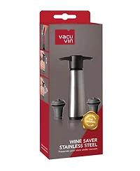 Vacu Vin Stainless Steel Wine Saver Pump with 2 Stoppers