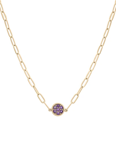 Amethyst Bezel Cluster Pendant Necklace (1/5 ct. t.w.) in 14k Gold-Plated Sterling Silver, 16" + 2" extender