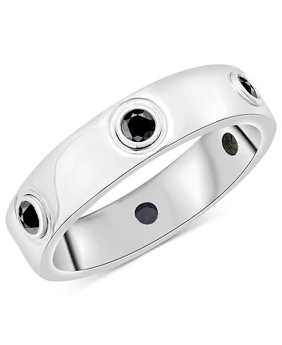 Onyx Bezel-Set Highly Polished Band in Sterling Silver