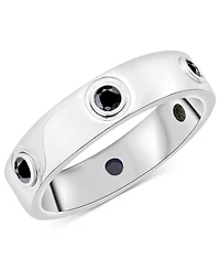 Onyx Bezel-Set Highly Polished Band in Sterling Silver