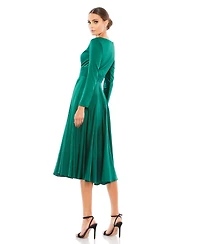 Mac Duggal Women's Ieena Long Sleeve A Line Midi Dress