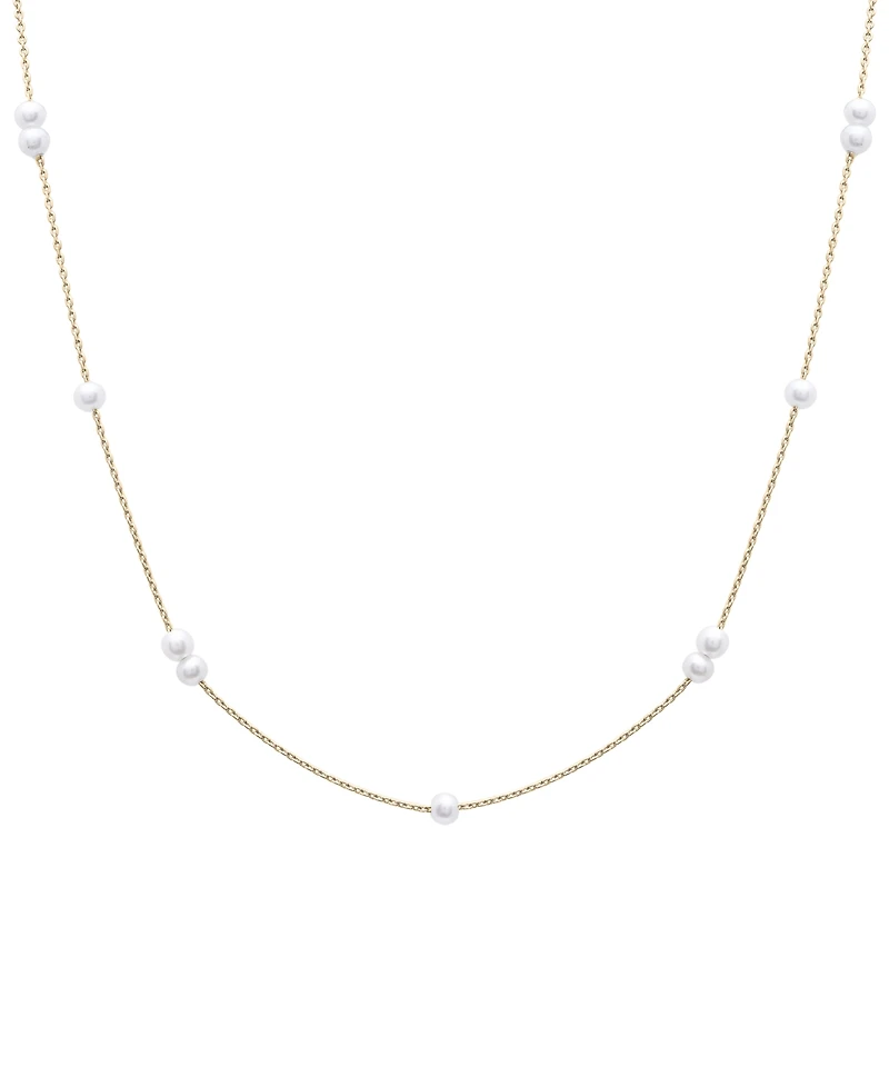 Cultured Freshwater Pearl (3mm) Station 17" Collar Necklace in 14k Gold-Plated Sterling Silver