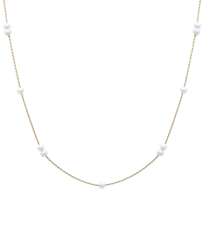 Cultured Freshwater Pearl (3mm) Station 17" Collar Necklace in 14k Gold-Plated Sterling Silver