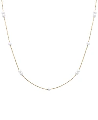 Cultured Freshwater Pearl (3mm) Station 17" Collar Necklace in 14k Gold-Plated Sterling Silver