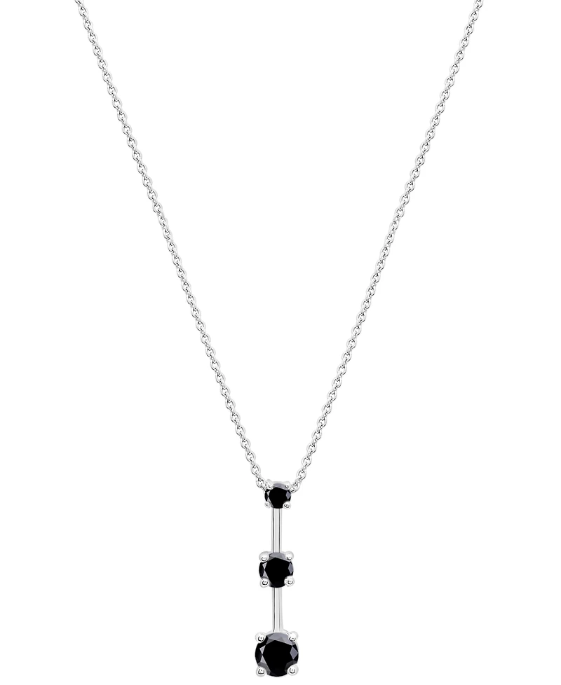 2-Pc. Set Onyx Triple Stone Pendant Necklace & Matching Drop Earrings in Sterling Silver