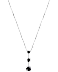 2-Pc. Set Onyx Triple Stone Pendant Necklace & Matching Drop Earrings in Sterling Silver