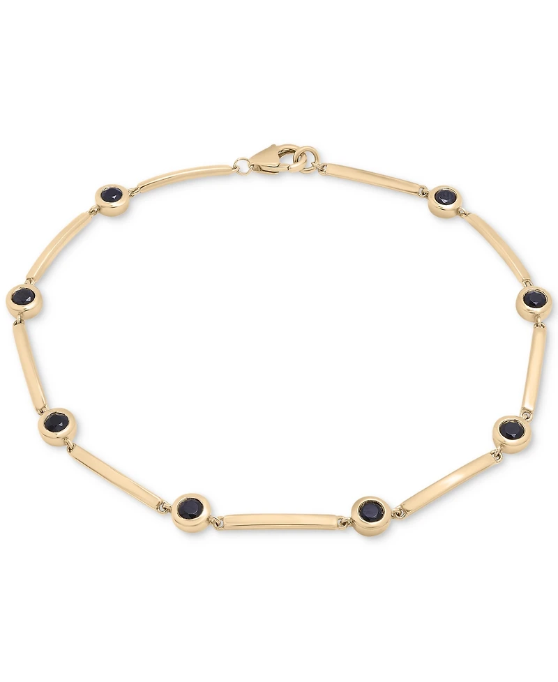 Onyx Bezel Bar Link Bracelet in 14k Plated Gold