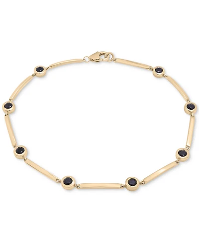 Onyx Bezel Bar Link Bracelet in 14k Plated Gold