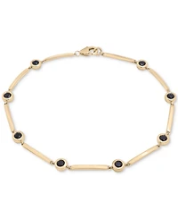 Onyx Bezel Bar Link Bracelet in 14k Plated Gold