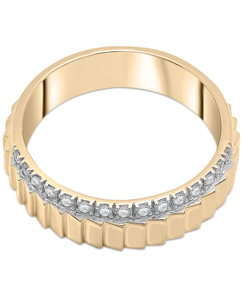 Audrey by Aurate Diamond Textured Bilevel Ring (1/6 ct. t.w.) in Gold Vermeil, Created for Macy's