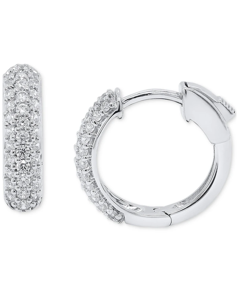 Forever Grown Diamonds Lab Grown Diamond Pave Small Huggie Hoop Earrings (1/2 ct. t.w.) in Sterling Silver or 14k Gold-Plated Sterling Silver