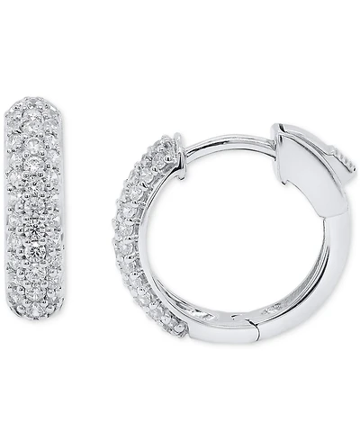 Forever Grown Diamonds Lab Grown Diamond Pave Small Huggie Hoop Earrings (1/2 ct. t.w.) in Sterling Silver or 14k Gold-Plated Sterling Silver