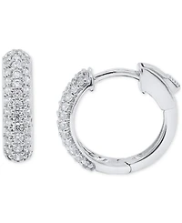 Forever Grown Diamonds Lab Grown Diamond Pave Small Huggie Hoop Earrings (1/2 ct. t.w.) in Sterling Silver or 14k Gold-Plated Sterling Silver