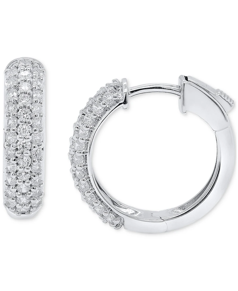 Forever Grown Diamonds Lab Grown Diamond Pave Small Hoop Earrings (1 ct. t.w.) in Sterling Silver