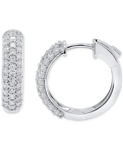 Forever Grown Diamonds Lab Grown Diamond Pave Small Hoop Earrings (1 ct. t.w.) in Sterling Silver