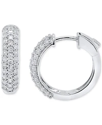 Forever Grown Diamonds Lab Grown Diamond Pave Small Hoop Earrings (1 ct. t.w.) in Sterling Silver