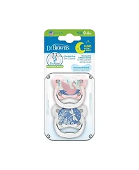 Dr. Browns PreVent Orthodontic Baby Pacifier, 0-6m, 2-Pack, Glow in the Dark, Pink