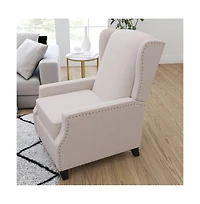 Mauro Contemporary Pushback Recliner With Accent Nail Trim-Wingback Manual