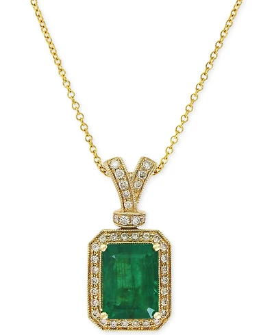 Effy Emerald (2-1/5 ct. t.w.) and Diamond (1/5 ct. t.w.) Pendant Necklace in 14k Gold, Created for Macy's