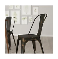 Banks Indoor/Outdoor Stacking Metal Dining Chair With Single Slat Back And Distressed Powder Coated Finish