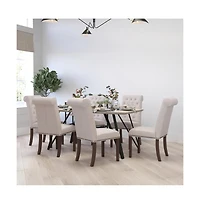 Merrick Lane Falmouth Upholstered Parsons Chair With Nailhead Trim - Set Of 6