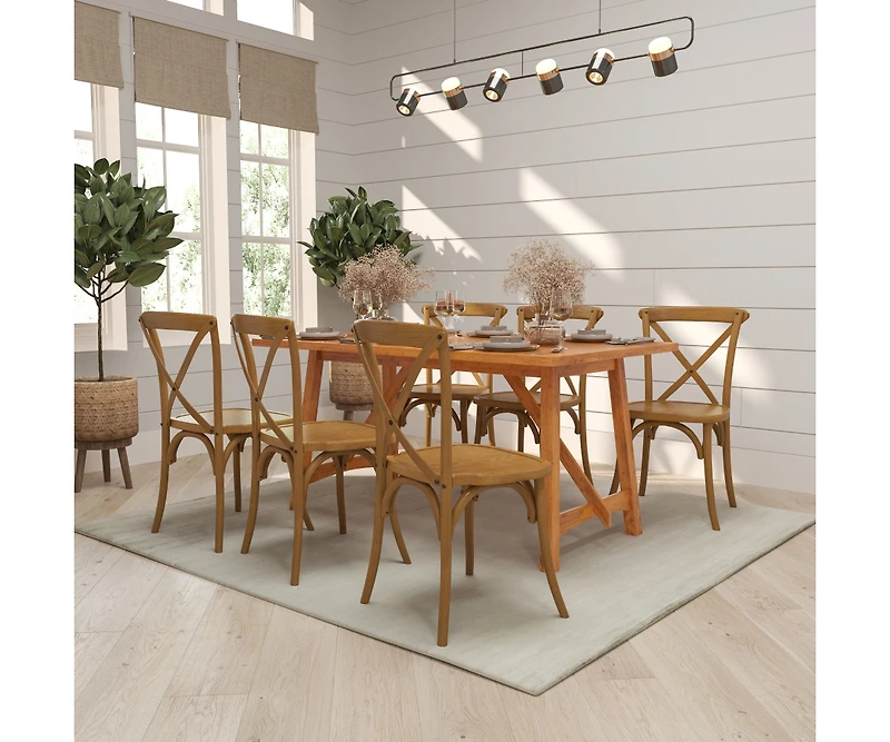 Merrick Lane Davisburg Stackable Wooden Cross Back Bistro Dining Chair