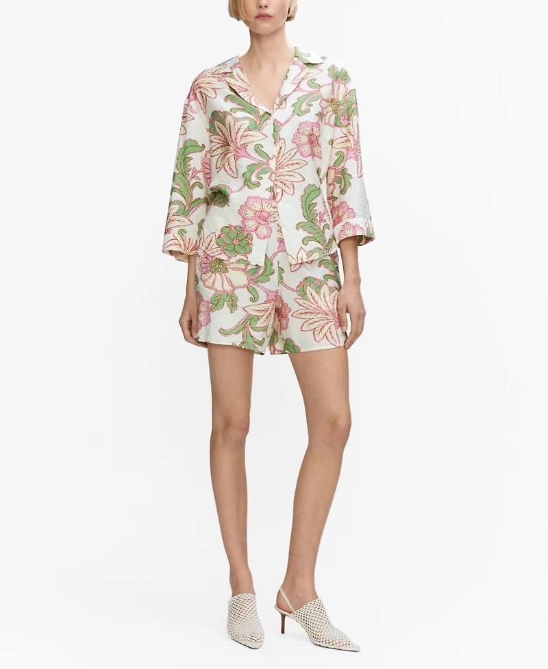 Mango Women's Textured Printed Shirt