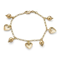 Bling Jewelry Message Love Hearts Charm Bracelet 18K Gold Plated Brass 7.5 Inch