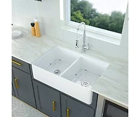 Streamdale 32 L X 20 W Double Basin Farmhouse Kitchen Sink With Basket Strainer