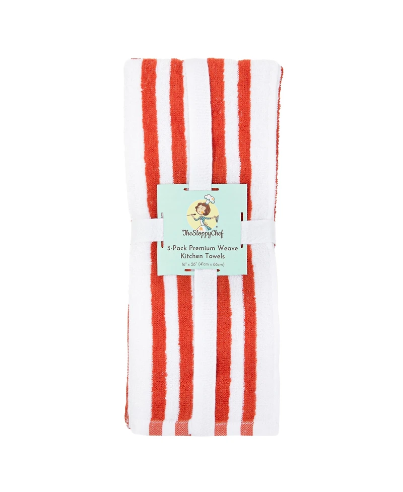 Sloppy Chef Premium Weave Yarn Dyed Kitchen Towels (Pack of 6), 100% Cotton, 16 x 26