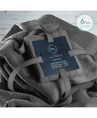 6-Piece Luxury Bath Towel Set - 700 Gsm 100% Combed Cotton, Soft & Absorbent