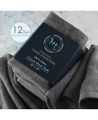 Luxury 12-Pack Washcloths – 500 Gsm 100% Combed Cotton, Soft & Highly Absorbent