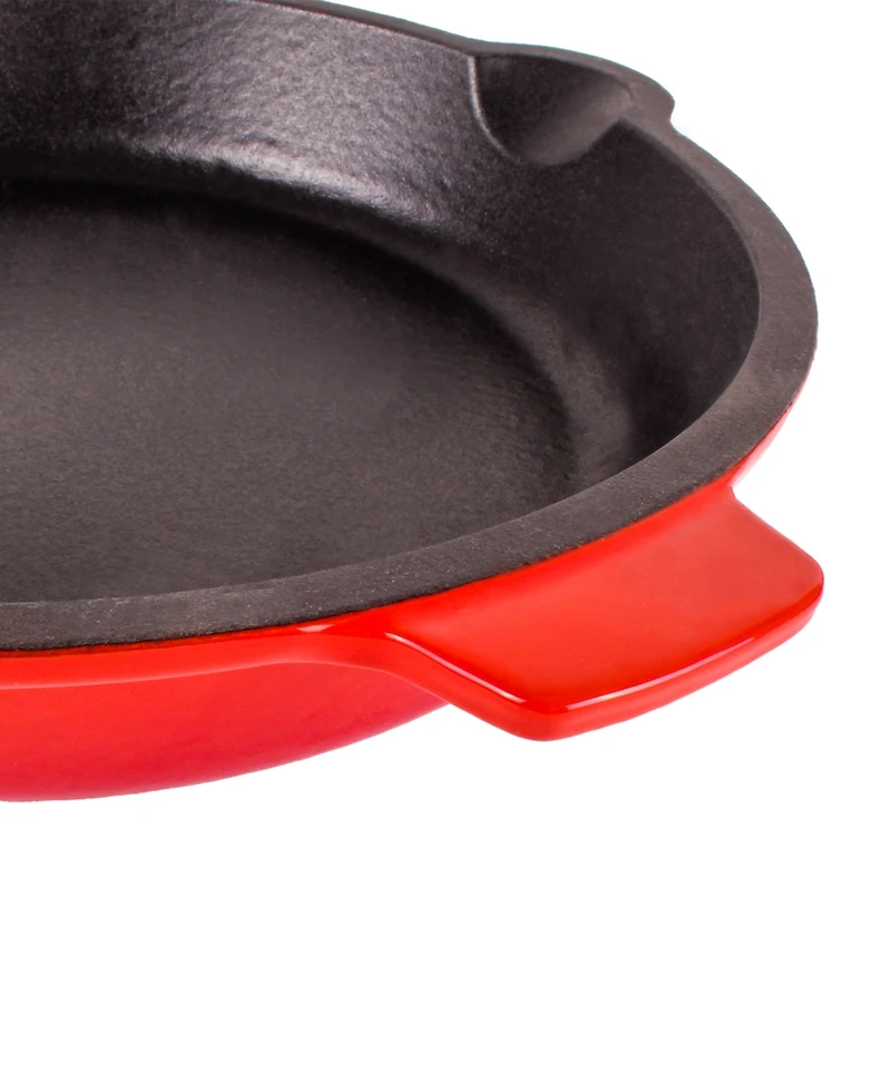 BergHOFF Neo Enameled Cast Iron 3 Piece 10" Fry Pan, 11" Grill Pan, and Slotted Steak Press Set