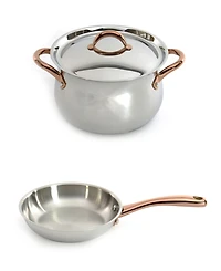 BergHOFF Ouro Gold 3pc 18/10 Stainless Steel Starter Set, Ss Lids , Rose Gold Handles
