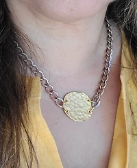 Minu Jewels Two-Tone Hammered Disc Pendant Necklace, 16" + 1" extender