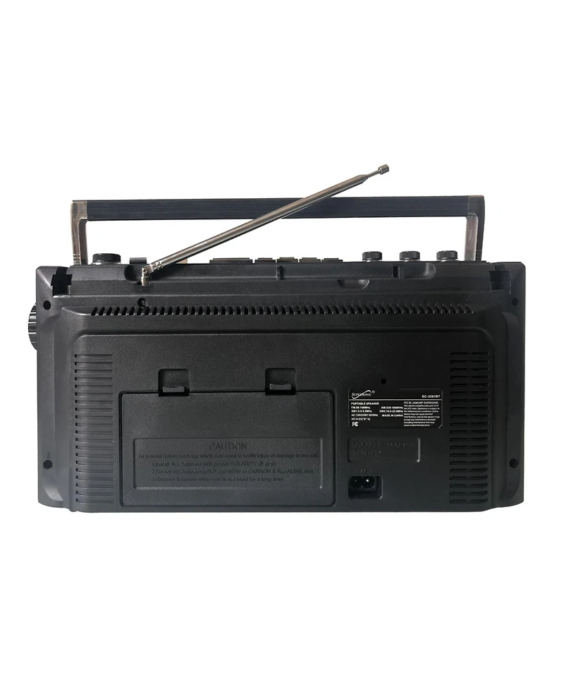Supersonic Retro 4-Band Radio and Cassette Player with Bluetooth - Black