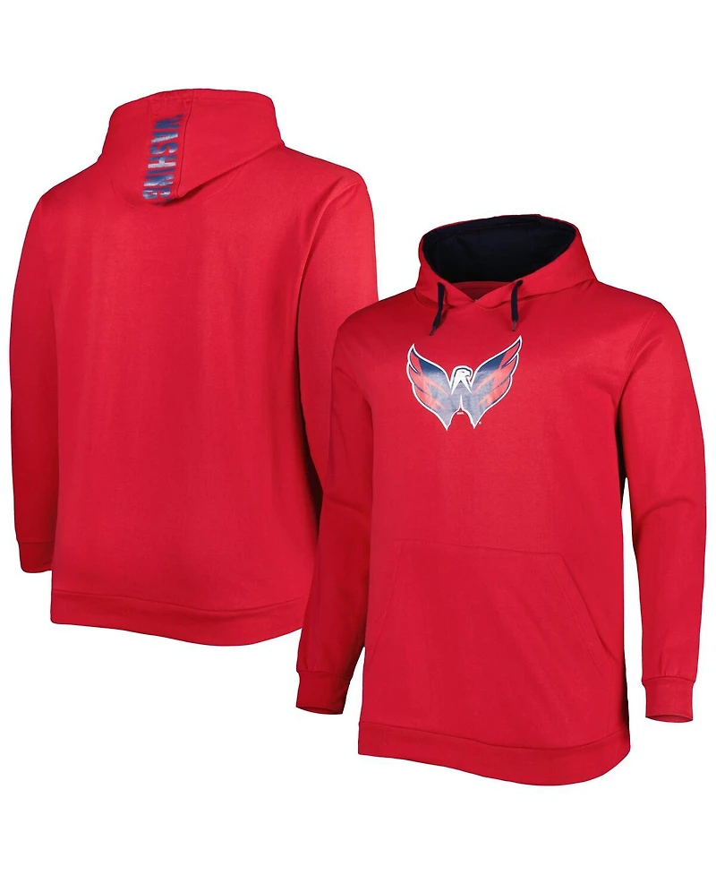Men's Red Washington Capitals Big and Tall Fleece Pullover Hoodie
