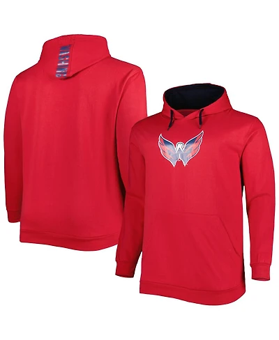 Men's Red Washington Capitals Big and Tall Fleece Pullover Hoodie
