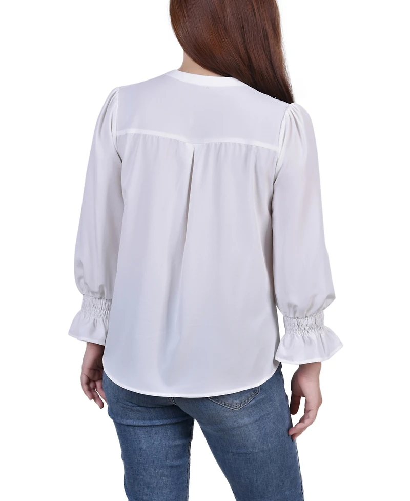 Ny Collection Women's Long Sleeve Y-neck Blouse