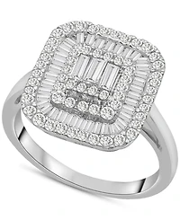 Wrapped in Love Diamond Round & Baguette Square Halo Cluster Ring (1 ct. t.w.) in 14k White Gold, Created for Macy's