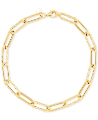 Polished & Textured Paperclip Link Bracelet in 14k Gold