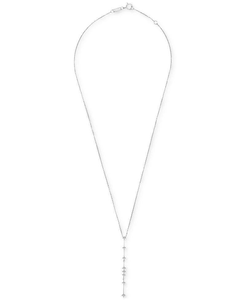 Wrapped Diamond Vertical Line Lariat Necklace (1/3 ct. t.w.) in 10k White Gold, 17" + 1" extender, Created for Macy's