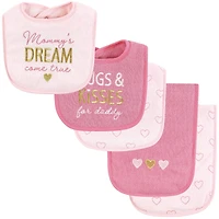 Hudson Baby Girls Cotton Terry Bib and Burp Cloth Set
