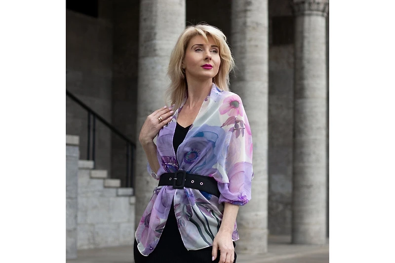 Campo de' Fiori - Long Sheer Silk Scarf for Women