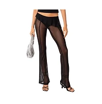 Edikted Women's Carsen Ruffle Sheer Mesh Pants