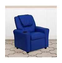 Contemporary Kids Recliner Chair With Cup Holder And Headrest