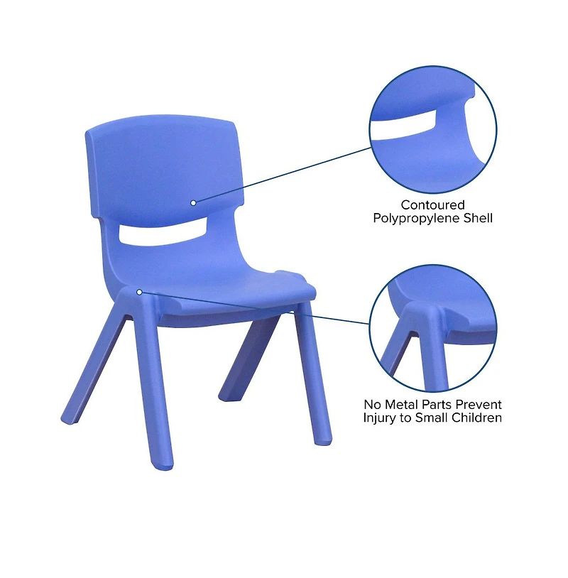 4 Pack Plastic Stackable Pre-k/School Chairs With 10.5"H Seat