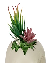 8.75" Led Lighted Succulent Halloween Skull Planter