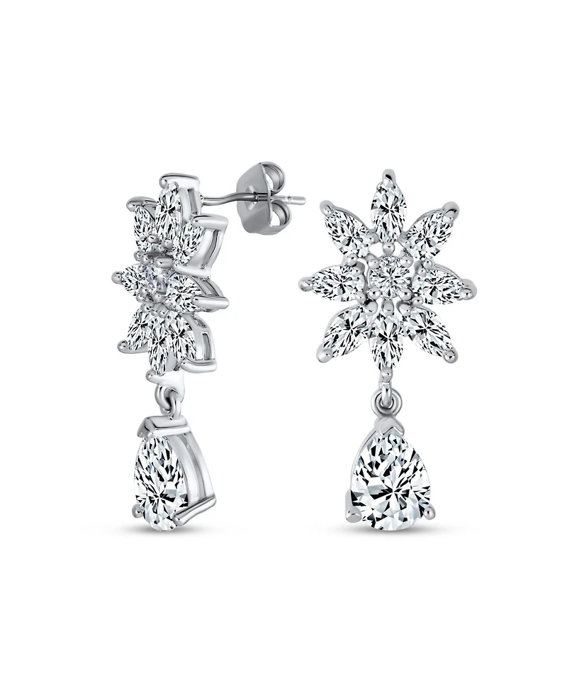 Bling Jewelry Jewelry Set Art Deco Marquise Leaf Cz Choker Necklace and Drop Chandelier Earrings
